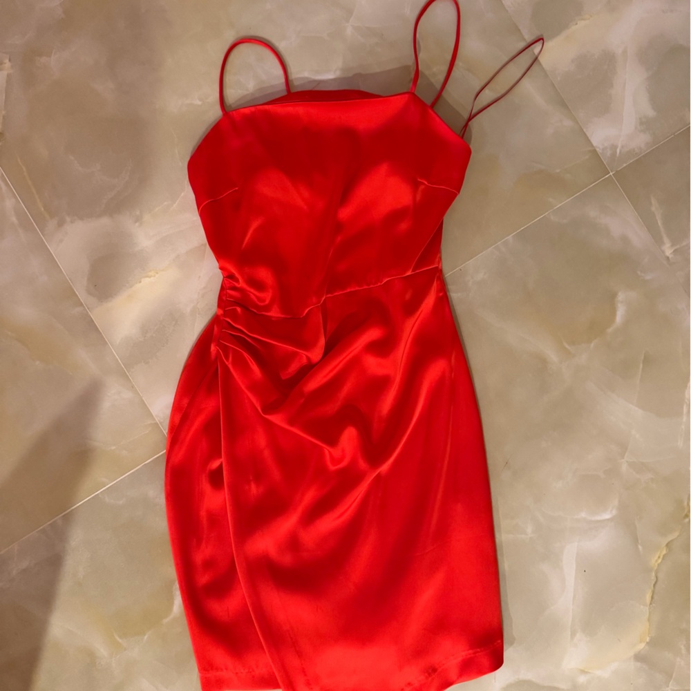 Zara Red Satin Cami Dress